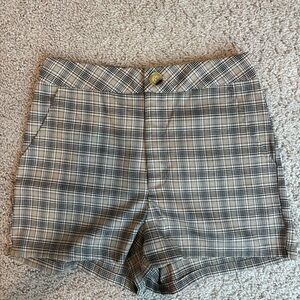 Plaid High-Waisted Shorts